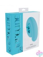 Loveline Gyre swirled blue silicone vibrator by Shots Toys shown against a clean neutral background