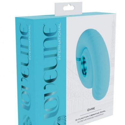 Loveline Gyre swirled blue silicone vibrator by Shots Toys shown against a clean neutral background