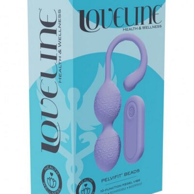 Loveline Pelvifit dual kegel beads vibrator with wireless remote in purple and green silicone