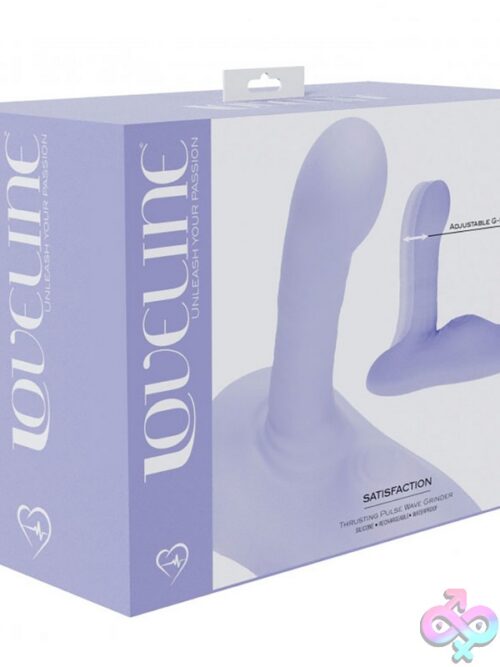 Loveline Satisfaction Grinder With Suction-Cup Base In Pink And Purple On A Neutral Background