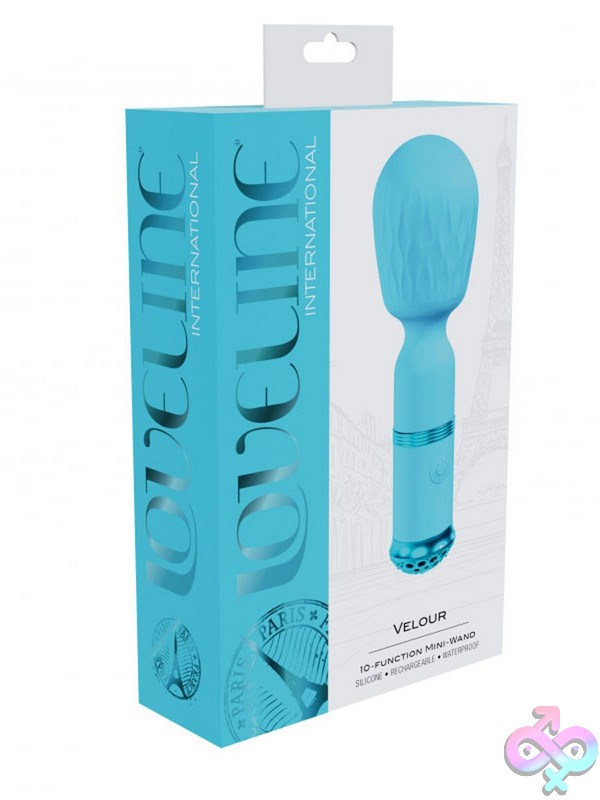 Discreet-Toys-Loveline-Velour-Mini-Wand-Blue-Nu-St-Lovu060Blu Loveline Velour Mini-Wand Vibrator In Pink And Blue Silicone With Color-Shifting Light-Up Base