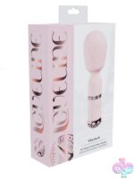 Loveline Velour Mini-Wand vibrator in pink and blue silicone with color-shifting light-up base