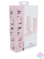 Loveline Velvet remote vibrating anal plug in silicone shown in blue and pink on a clean background