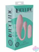 Loveline Wave C-shape G-spot and clitoris vibrator with wireless remote in pink and blue