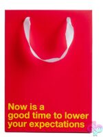 Snarky red Kraft paper gift bag with white ribbon handles by Wood Rocket