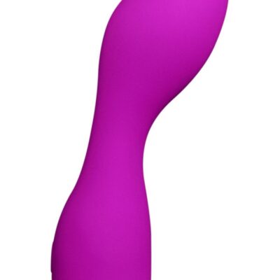 Luma G-spot vibrating wand in pink and purple on a soft neutral background