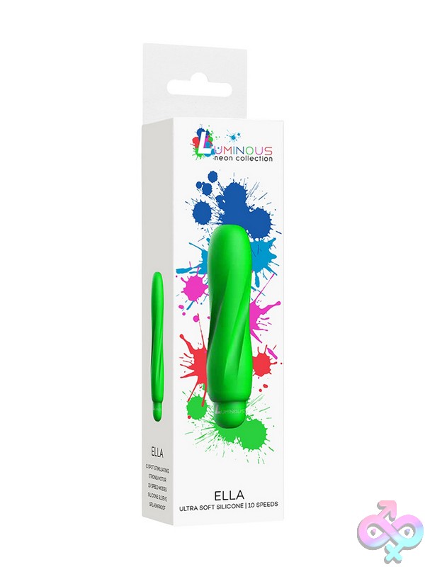 Discreet-Toys-Luminous-Ella-Abs-Bullet-With-Silicone-Sleeve-10-Speeds-Green-Nu-St-Lum014Grn Green Abs Bullet Vibrator With Soft Silicone Sleeve By Shots Toys