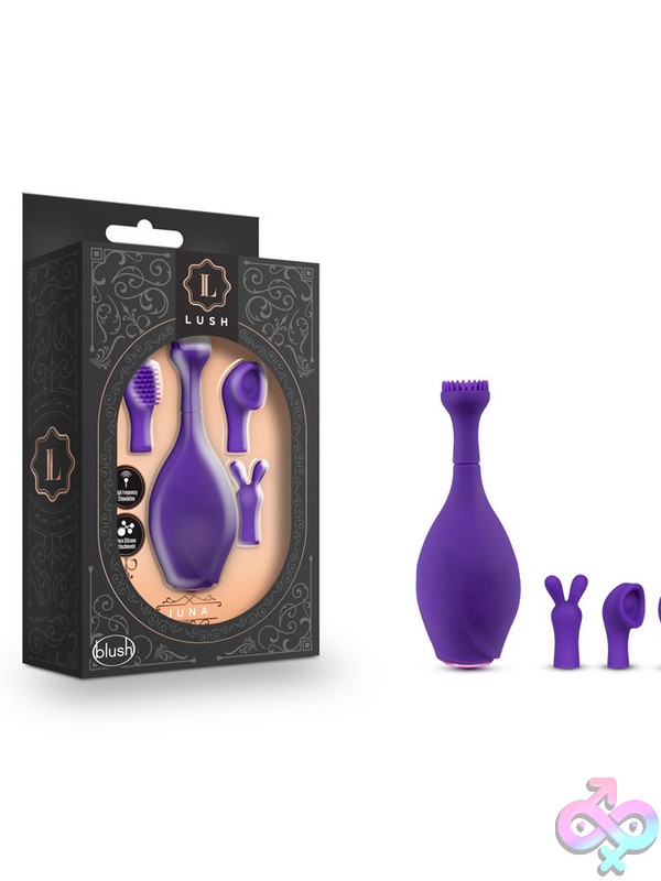 Discreet-Toys-Lush-Juna-Purple-Nu-Bl-31101 Lush Juna High-Frequency Purple Silicone Vibe With Four Attachments By Blush Novelties