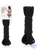5-meter lustrous black bondage rope coiled neatly by Lux Fetish