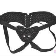 Lux Fetish Sex Toys - Diamond Velvet Strap-on Corset - Black