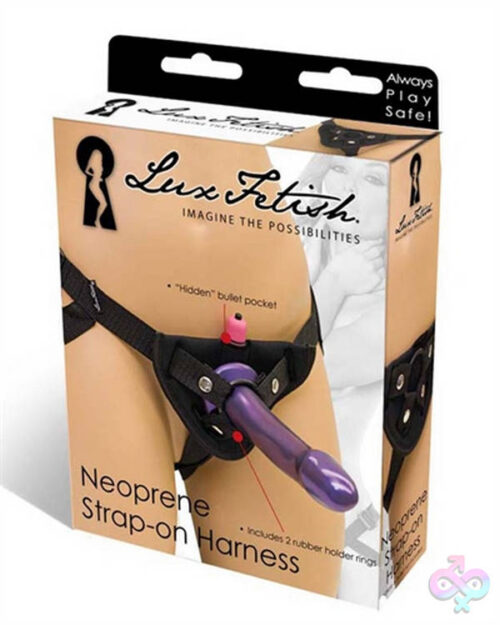 Lux Fetish Sex Toys - Neoprene Strap-on Harness - Black