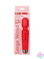 Large red flexible-neck wand vibrator with silicone head by Luv Inc