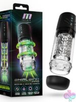Sleek clear automatic male masturbator with 360 rotation and suction by Blush Novelties