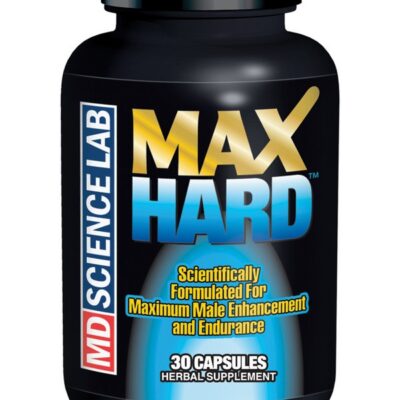 MAX Hard 30-count performance supplement bottle in black by Md Science Lab