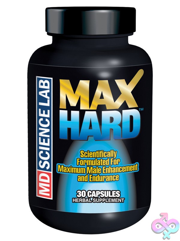 Discreet-Toys-Max-Hard-30Ct-Bottle-Nu-Md-Mh30 Max Hard 30-Count Performance Supplement Bottle In Black By Md Science Lab