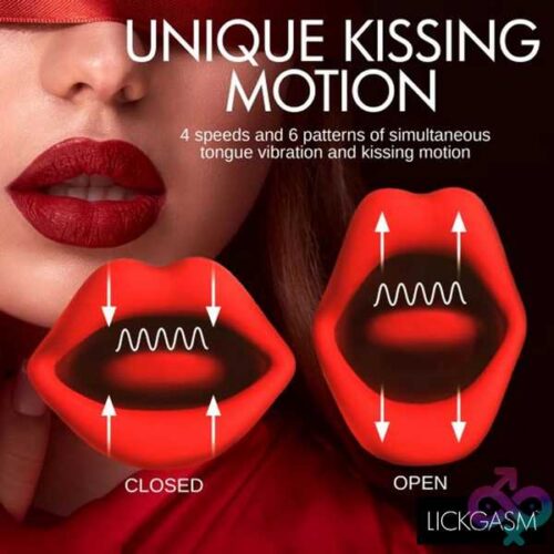 Magic Kiss Kissing Clitoral Stimulator With Thrusting Vibrator - Red - Image 4
