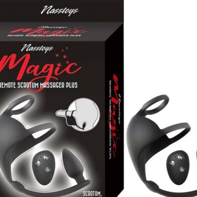 Black silicone remote scrotum massager plug with wireless remote by Nasstoys