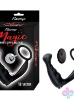Ribbed remote-control prostate plug and cock ring set in black silicone by Nasstoys