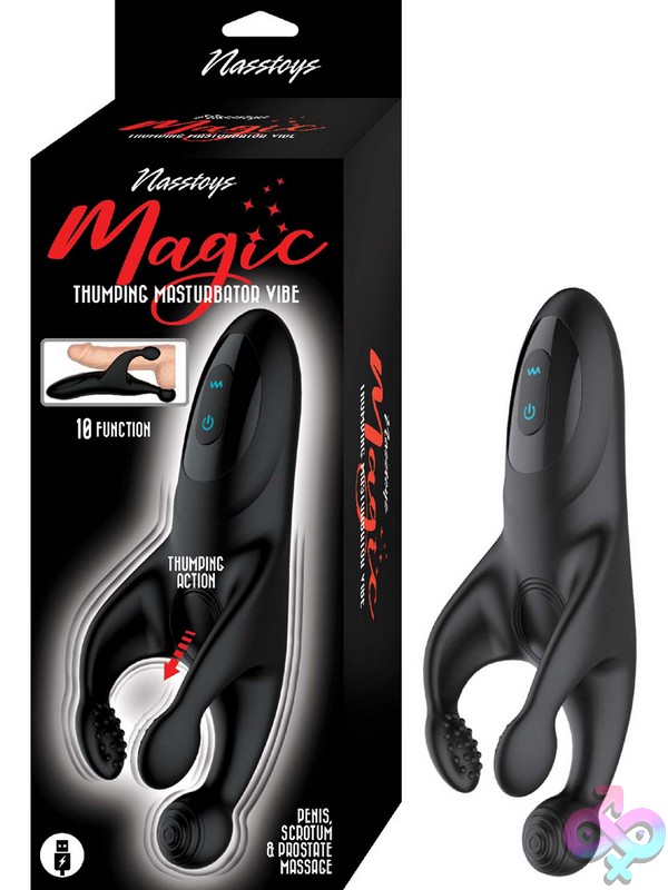 Discreet-Toys-Magic-Thumping-Masturbator-Black-Nu-Nw3166 Magic Thumping Masturbator Black Body-Safe Silicone Rechargeable By Nasstoys