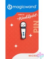 White metal enamel lapel pin shaped like the Magic Wand Micro by Wood Rocket