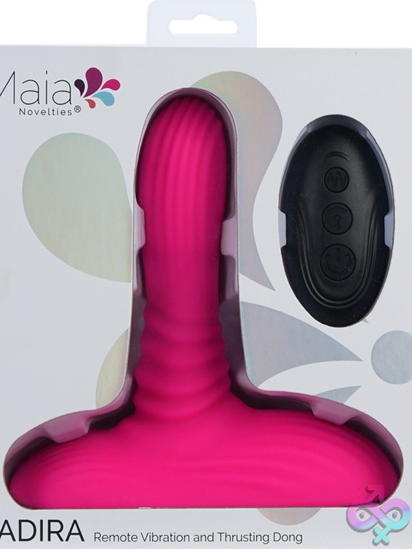 Discreet-Toys-Maia-Adira-Pink-Nu-Mt-Bo-25-23-Pink Pink Vibrating And Thrusting Dong With Remote Control And Suction Cup Base By Maia Toys