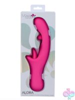 Pink dual motor rabbit vibrator with rotating shaft and licking tongue by Maia Toys