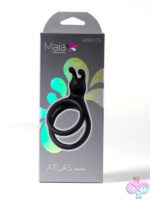 Atlas dual-ring waterproof silicone cock ring in black by Maia Toys