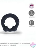 cock ring with balls Maia Axel by Maia Toys in black silicone and metal