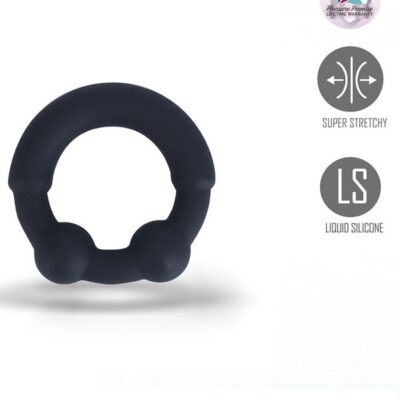 cock ring with balls Maia Axel by Maia Toys in black silicone and metal