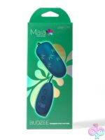 Budzee 420 wired remote bullet vibrator in blue silicone with pot-leaf print by Maia Toys