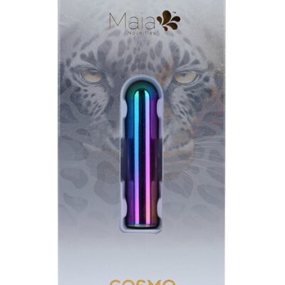 Compact polished purple aluminum bullet vibrator with magnetic charging by Maia Toys
