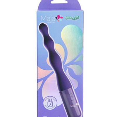 Purple graduated beaded rechargeable vibrator in medical-grade silicone by Maia Toys