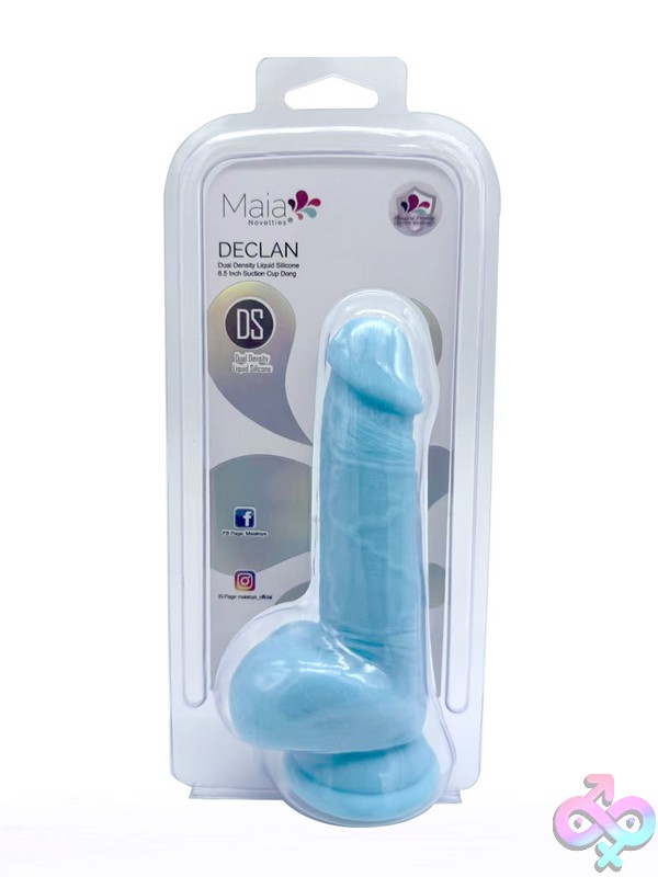Discreet-Toys-Maia-Declan-Blue-Nu-Mt-Bo-25-11-Blue Maia Declan Dual Density Suction Cup Dildo In Blue And Green On A Neutral Background