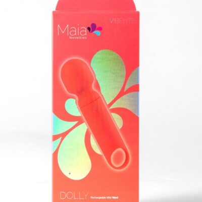 Dolly Mini Wand compact silicone vibrator in red by Maia Toys