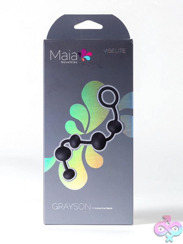 Discreet-Toys-Maia-Grayson-Anal-Beads-Nu-Mt-Af-006 Grayson Graduated Black Silicone Anal Beads With Retrieval Ring By Maia Toys