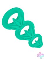 Purple pot leaf silicone 3-piece ring set in small medium and large sizes by Maia Toys