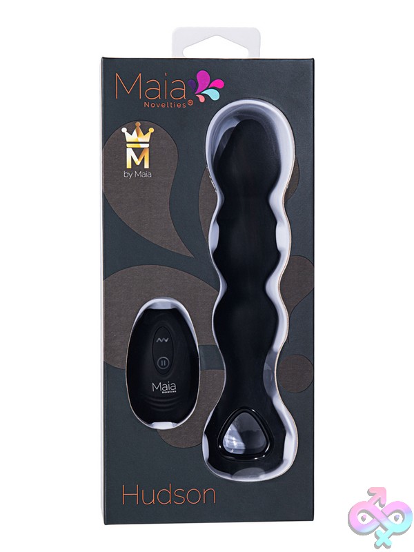 Discreet-Toys-Maia-Hudson-Nu-Mt-Bo-24-005 Hudson 10-Function Remote Control Anal Plug With Three Elongated Beads In Black Silicone By Maia Toys
