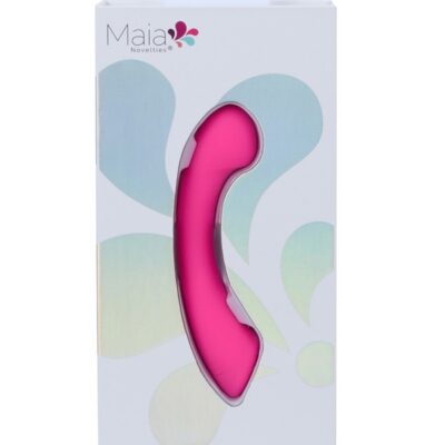 Contoured pink G-spot wand vibrator in medical-grade silicone by Maia Toys