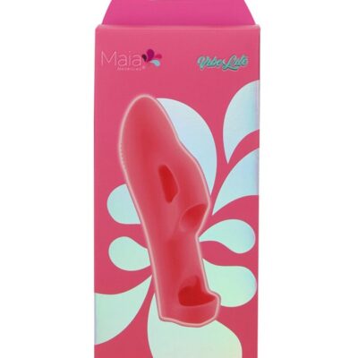 Red liquid silicone finger vibrator wearable ring by Maia Toys