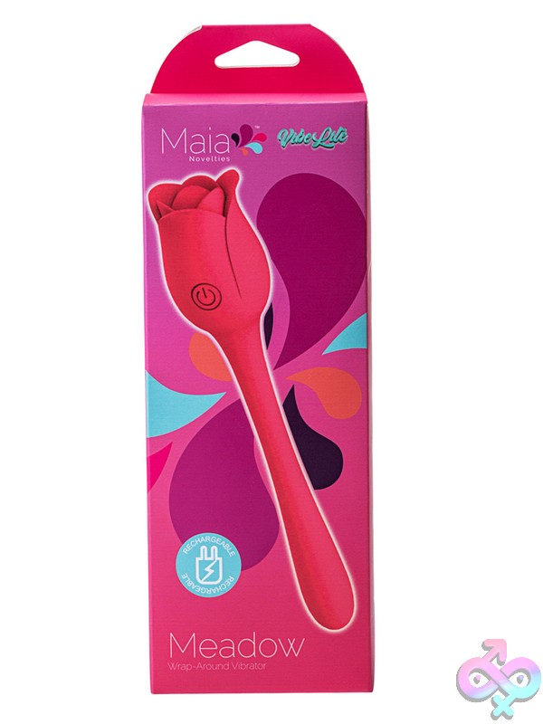 Discreet-Toys-Maia-Meadow-Nu-Mt-Ma23-09 Pink Tulip Tip Rechargeable Clitoral Vibrator With Bendable Stem By Maia Toys