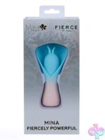 Maia Mina bunny ear clitoral vibrator in pink and blue on a soft neutral background