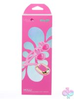 Pink vibrating nipple clamps with necklace design in silicone and ABS plastic by Maia Toys