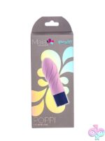 Compact pink silicone clitoral vibrator Poppi by Maia Toys shown beside its magnetic charging cable