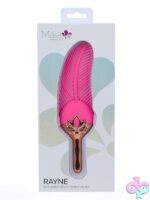 Pink tickling feather vibrator with contoured handle and magnetic charging by Maia Toys