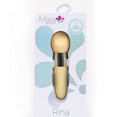 Yellow dual motor mini wand vibrator with velvet-soft silicone tip by Maia Toys