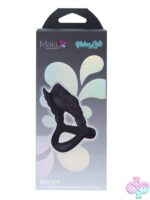 Rocky double-ring vibrating cock ring in black silicone by Maia Toys