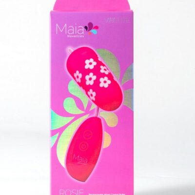 Pink flower-print silicone remote control bullet vibrator by Maia Toys