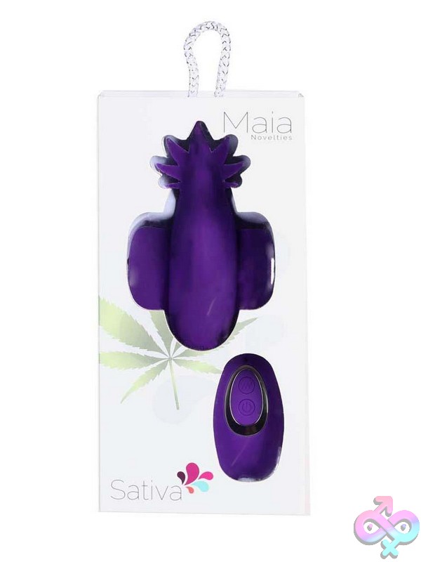 Discreet-Toys-Maia-Sativa-Remote-Panty-Vibe-Nu-Mt-Ma2003Lf Purple Cannabis-Leaf Silicone Remote Panty Vibrator By Maia Toys