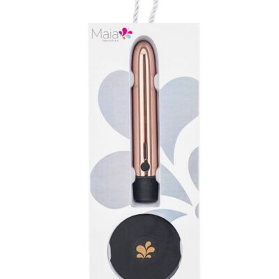 Selina QI wireless gold metallic vibrator with magnetic charging base by Maia Toys