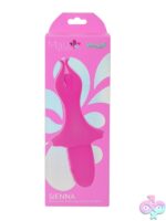 Maia Sienna bunny ear vibrator in silicone shown in four colors on a soft neutral background